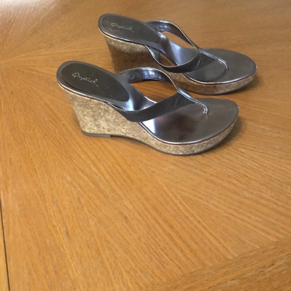 Pewter metallic sandals